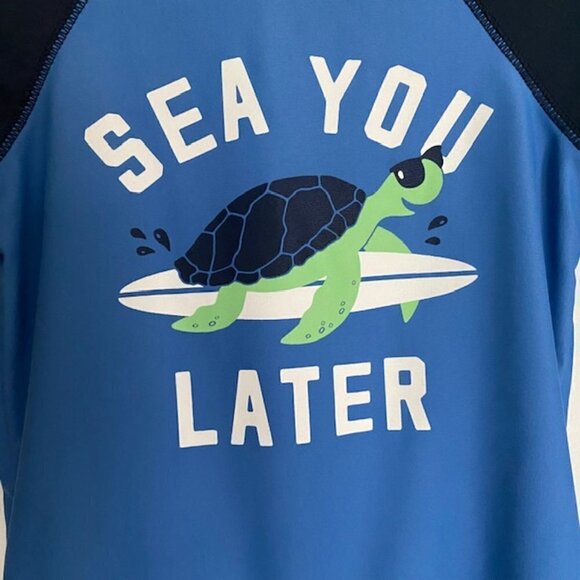 Baby Gap One Piece Blue Turtle Rash Guard 6-12 Months - Picture 4 of 6